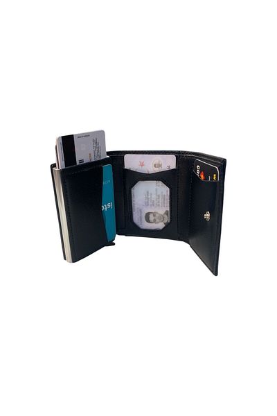 silverteam Automatic Mechanism Boxed Rfid Protection Anti-Theft Money & Card Holder Wallet