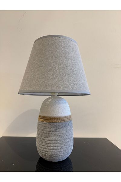 abajur Bedside Table Lampshade Gray/White
