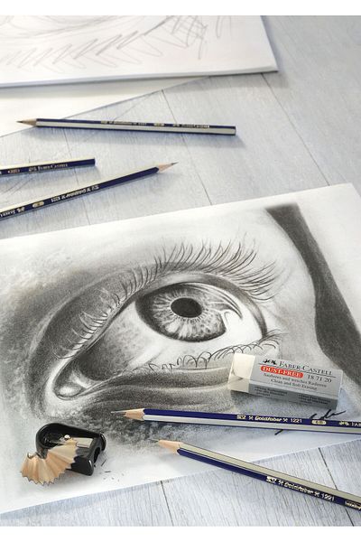 Faber Castell Set 6 Graphite Pencils Various Hardness Goldfaber + Eraser + Sharpener