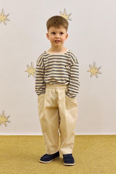 Fahhar Kids Beige Relaxed Fit Pants