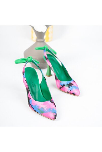 inyola حذاء نسائي ملون مفتوح من الخلف بكعب 3054