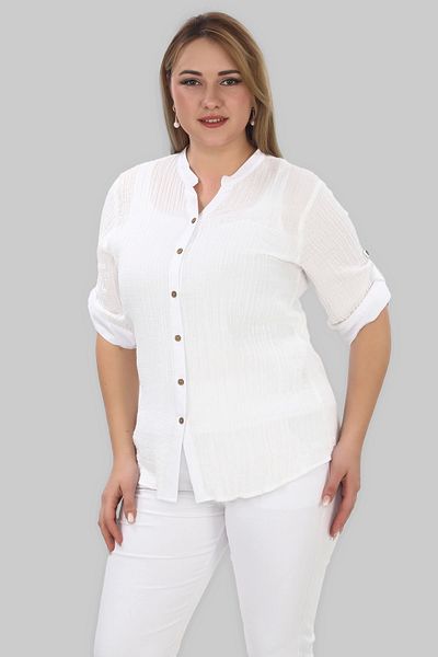 Lady Majestic 100% Cotton Judge Collar Large Size Women's Muslim Fabric Shirt