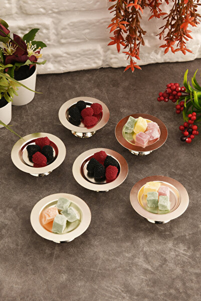 LUMINZO Duli 6-Piece Sugar Bowl Turkish Delight Bowl Silver Footed Presentation Plate Tableware Catering Guest Service