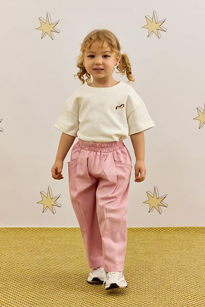 Fahhar Kids Pink Long Pants Relaxed Cut