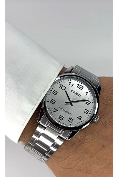 Casio Casio Enticer Analog-Digital Water Resistant Watch with Stainless Steel Strap MTP-V001D-7BUDF - 38 mm - Silver