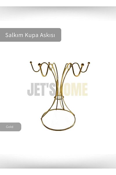 Jet's Home Органайзер за чаши и халби от неръждаема стомана, закачалка за чаши за плот, стомана, златист цвят