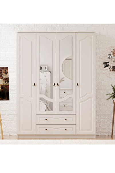 Rabi Irmak Country 4 Kapaklı 2 Çekmeceli Mega Gardırop
