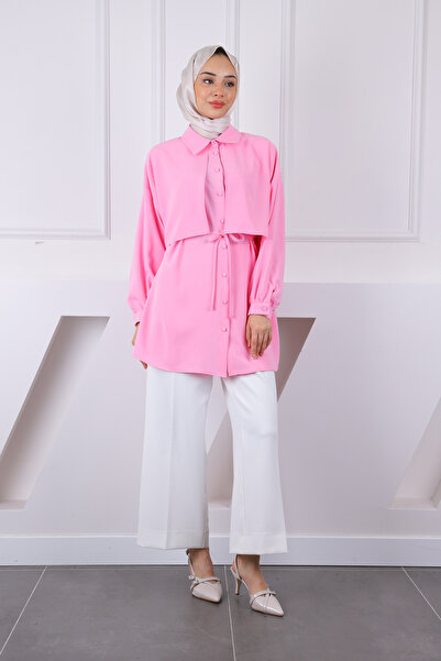 İmajButik Ροζ μπροστινή λεπτομέρεια Linda Tunic