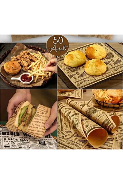 btm home 50 قطعة من الورق الزيتي المزخرف |   ورق تغليف للسندويشات والخبز والتغليف والتقديم