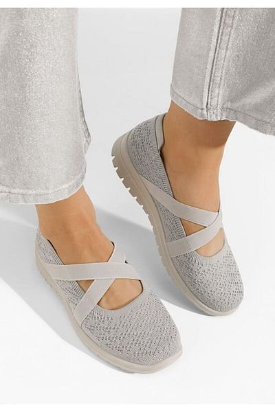 B T Shoes Vanora grey strappy ballet flats