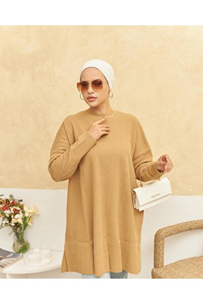 Nissra Πλεκτό τούνικ Ankanoor Camel Anka256329