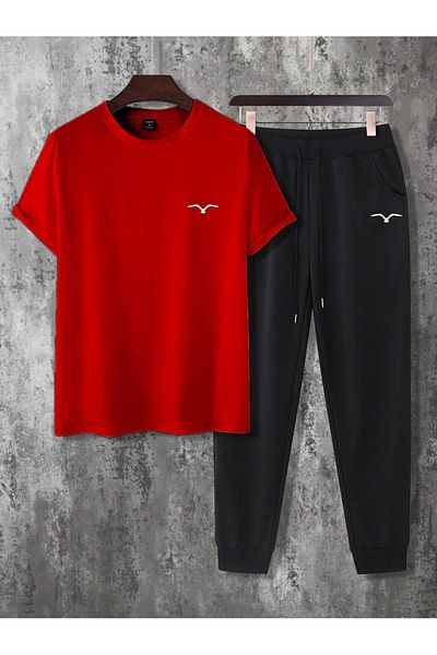 PAVRO Men's Oversize Takım Dove Printed Tracksuit Set