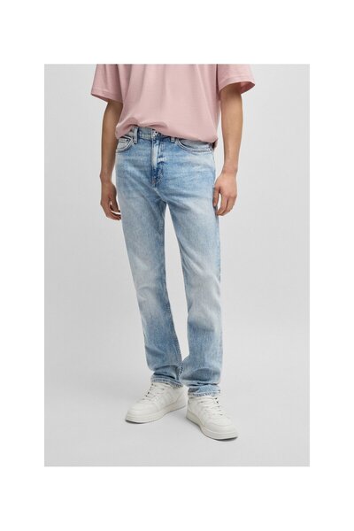 HUGO Orta mavi tonlu esnek denimde dar kesim kot pantolon