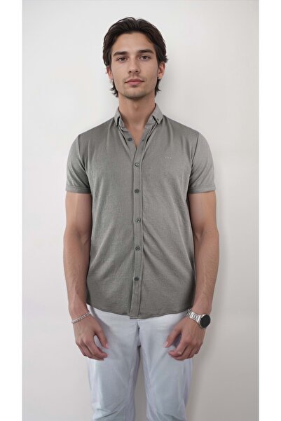 COONLESS ÇOK LİKRALI ERKEK KISA KOL GÖMLEK Haki