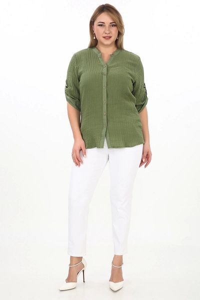 Lady Majestic 100% Cotton Judge Collar Large Size Women's Muslim Fabric Shirt