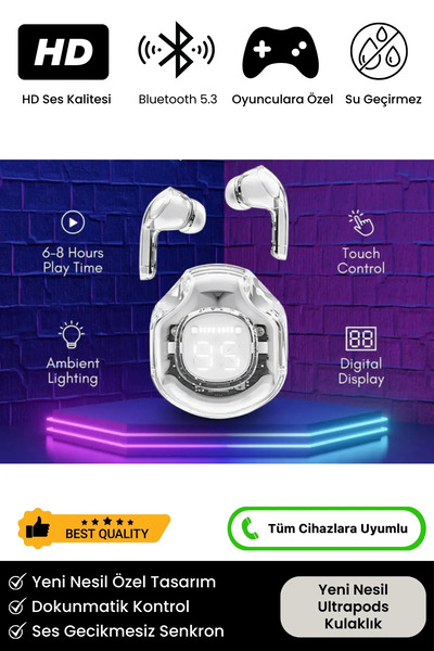 KAZEMTECH Bluetooth Kulaklık Kadın Erkek ios Android Uyumlu Dokunmatik Stereo...