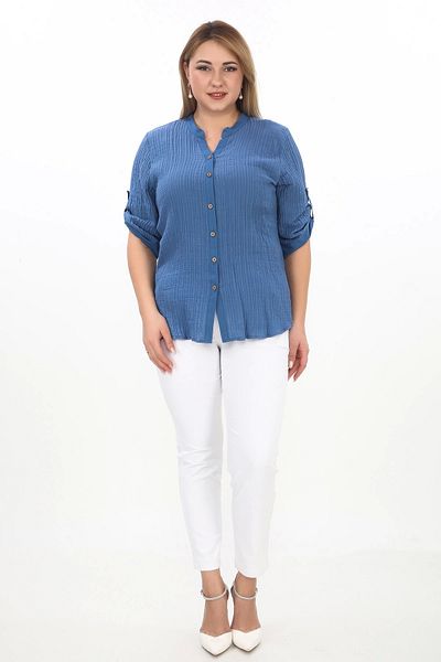 Lady Majestic 100% Cotton Judge Collar Large Size Women's Muslim Fabric Shirt