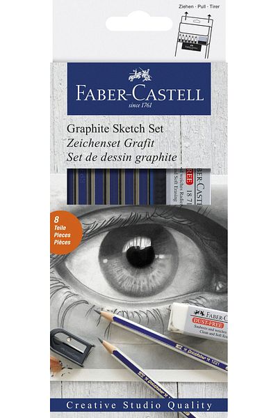 Faber Castell Set 6 Graphite Pencils Various Hardness Goldfaber + Eraser + Sharpener