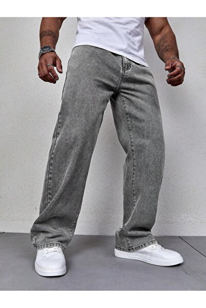 WKM Erkek Casual Baggy Denim Jean Kot Pantolon