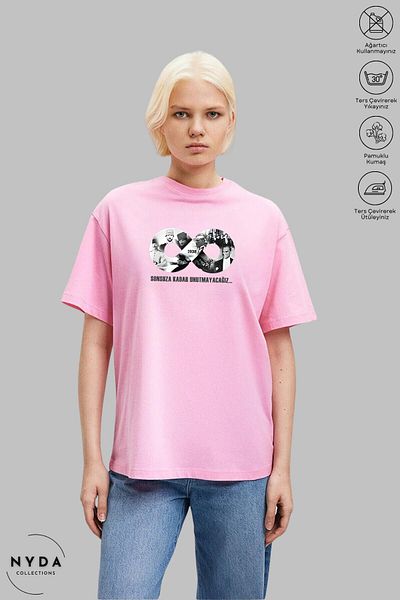 Nyda Collections Unisex Crew Neck Ataturk Infinity Sign Βαμβακερό μπλουζάκι με κοντό μανίκι