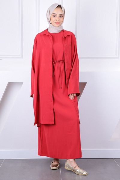 İmajButik Σετ συνδυασμού φορέματος με κορδόνι με κορδόνι μέσης