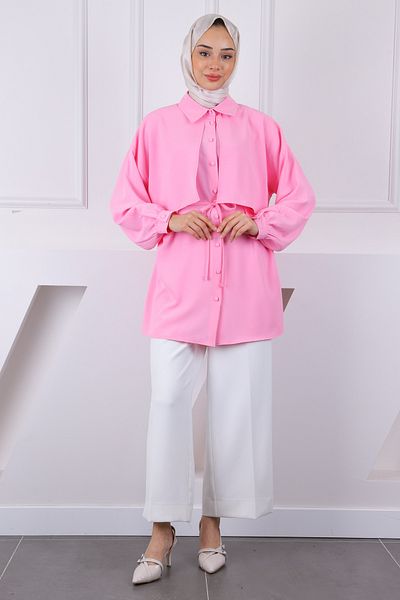 İmajButik Ροζ μπροστινή λεπτομέρεια Linda Tunic
