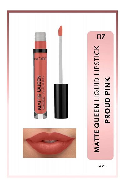 NOTE Ruj Matte Queen Ruj Lichid Mat Rezistent - 07 Proud Pink - Roz