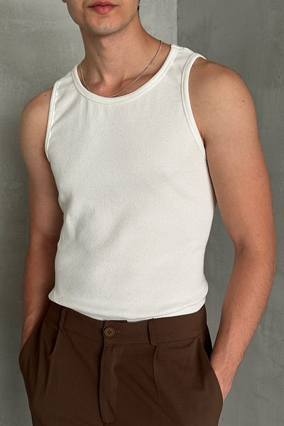 HYMAN Men's Ribbed Camisole Cotton Premium Undershirt 2 Pack