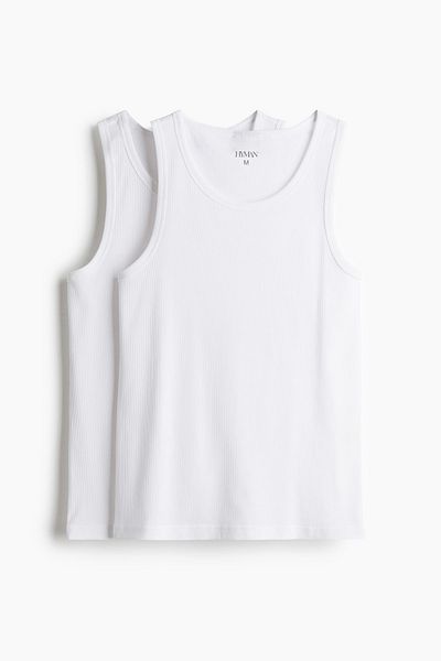 HYMAN Men's Ribbed Camisole Cotton Premium Undershirt 2 Pack