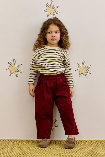 Fahhar Kids Relaxed Cut Trousers - Burgundy Shoes