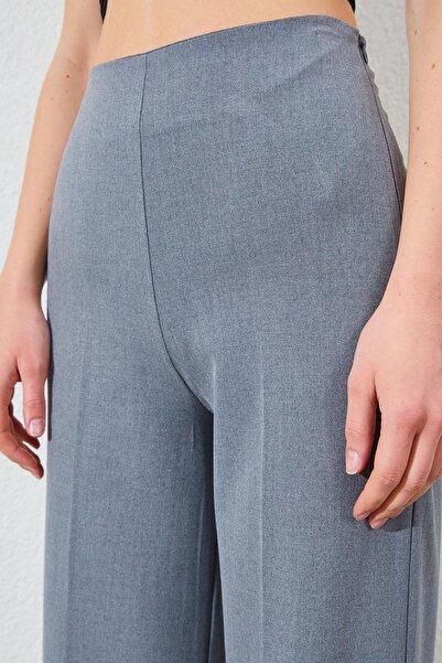 TENA Women's Medium Gray Side Zipper Polyviscon Fabric Pants