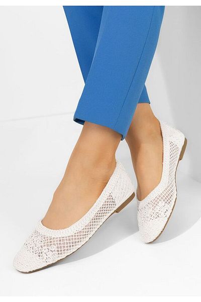 B T Shoes Balerina de șah Sonya albi