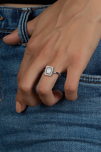 Else Silver Gümüş Baget Taşlı Bayan Yüzüğü