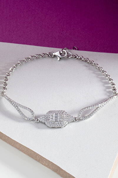 Else Silver Kadın Gümüş Baget Taşlı Doc Bileklik