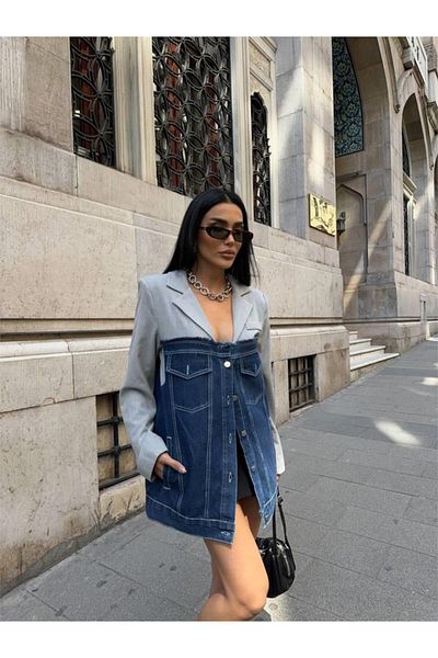Simala Grey Piece Jacket - Top Atlas and Bottom Jeans