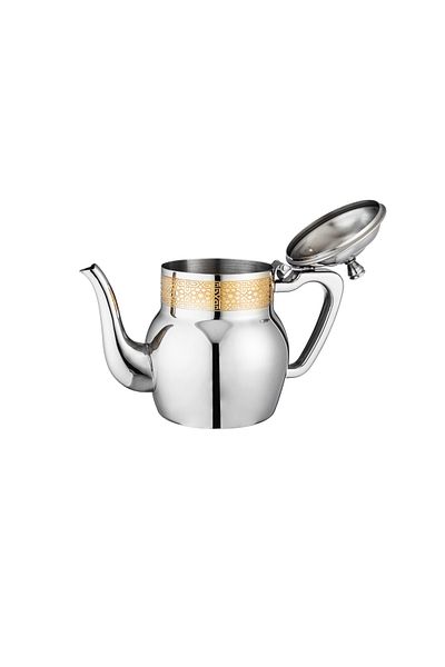 ALSAIF Saif Stainless Steel Teapot with Gold Engraving, 1 Liter