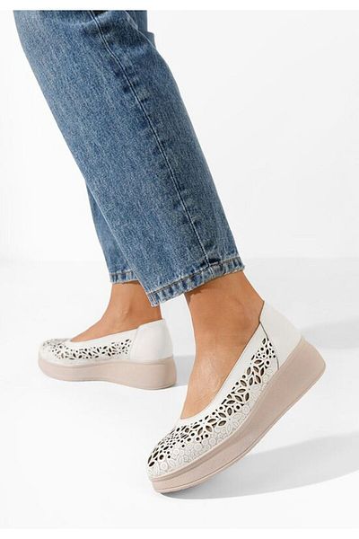 B T Shoes Balerini cu platforma Ulna V2 albi