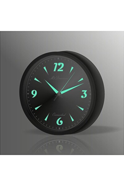 M3DECORİUM Siyah Zemin Ve Kasa Gece Görünen Ev Ofis Toplantı Odası Okul Karakol Parlayan Fosforlu Duvar Saati