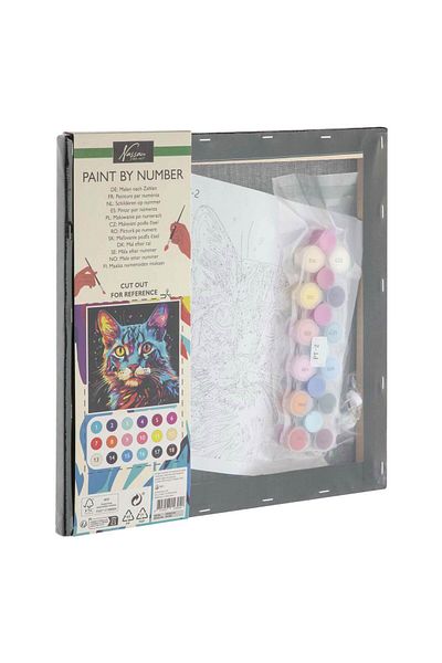 Nassau fine art Paint by numbers set 30x30 cm black canvas Cat