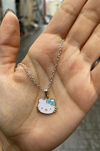 Köstebek Mavi Tokalı Hello Kitty Face Kolye