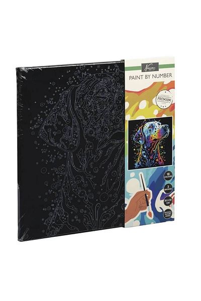 Nassau fine art Paint By Numbers Set 30x30 Cm Black Canvas Dog