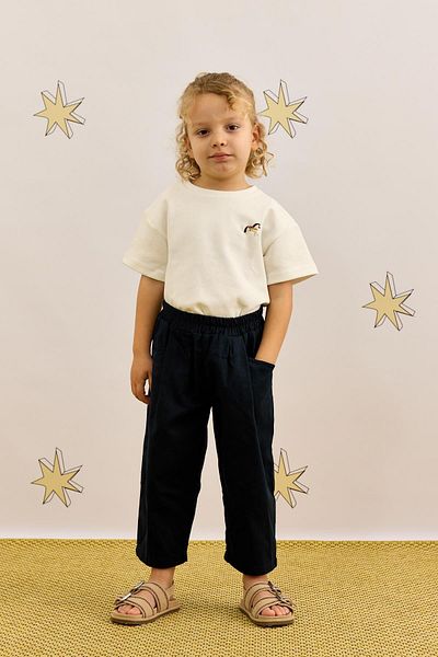Fahhar Kids Navy Blue Relaxed Fit Trousers