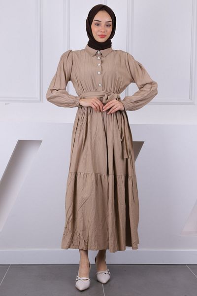 İmajButik Φόρεμα Modal με ελαστική ζώνη με βιζόν