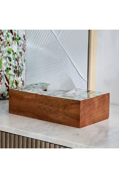 Home Box علبة مناديل خشبية بيري - 25.5 × 14 × 7.5 سم