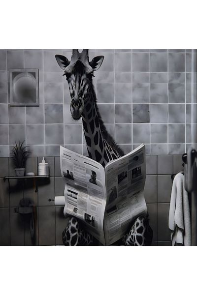 Home Box Fossel Giraffe Framed Picture with ABS High Gloss Surface - 60x90x2.5 cm