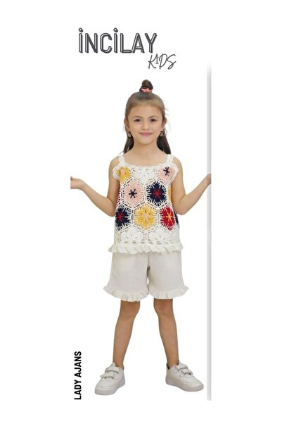İncilay Kids İNCİLAY 275-03-25 SET KRATKIH PLETENIH HLAČICA ZA DEVOJČICE, STA...