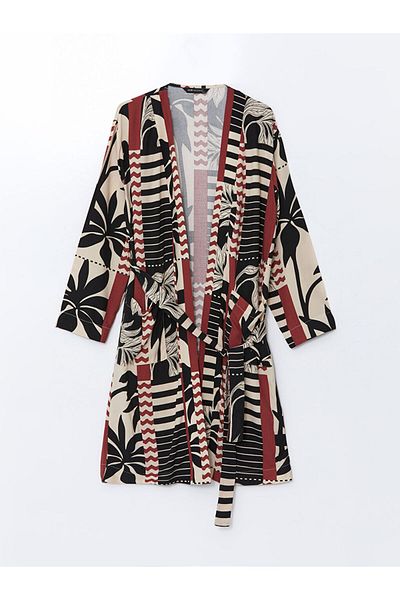 LC Waikiki Lcw Shawl Collar Patterned Oversize Women's Kimono Fast Fashion
