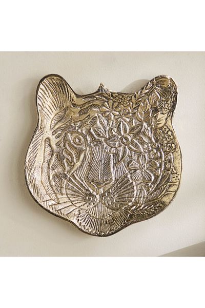 Home Box Viola Aluminium Tiger Face Tray Wall Decor - 30x33x2.5 cm