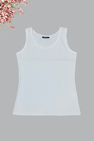 Seamoda Large Size Thick Strap Round Neck Tank Top Flexible and Comfortable Off White