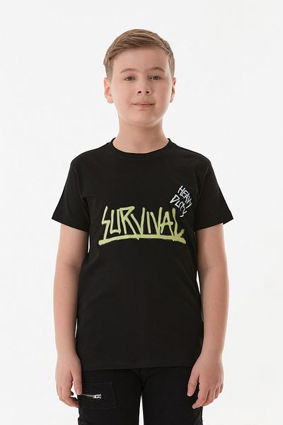 Fulla Moda 100% Cotton Survival Text Printed Boys' T-Shirt